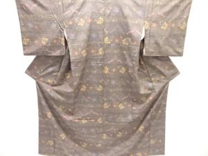 花唐草模様織り出し手織り紬着物